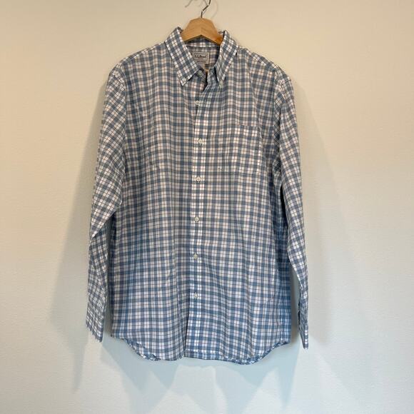 NWT LL Bean Men's Wrinkle-free Kennebunk Sport Shirt Brightwater Blue - Picture 1 of 4